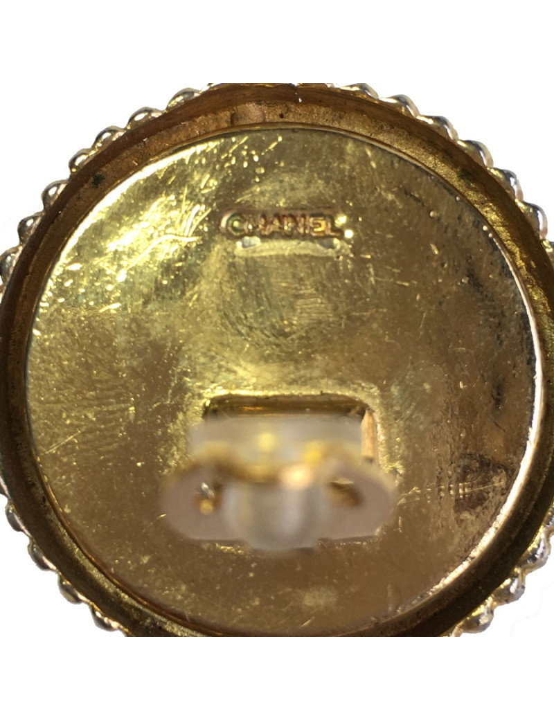 Boucles d'oreille clips CHANEL Vintage perle nacrée et métal doré