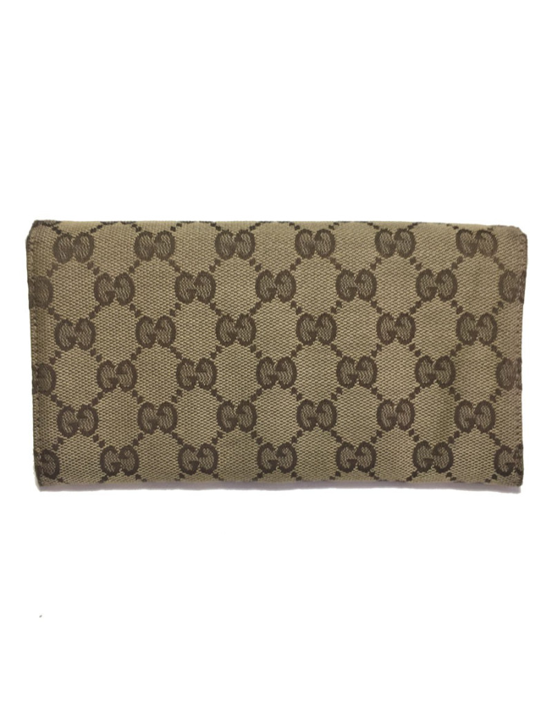 Portefeuille GUCCI en toile monogram beige foncé
