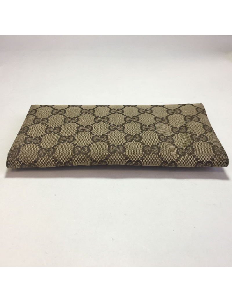 Portefeuille GUCCI en toile monogram beige foncé