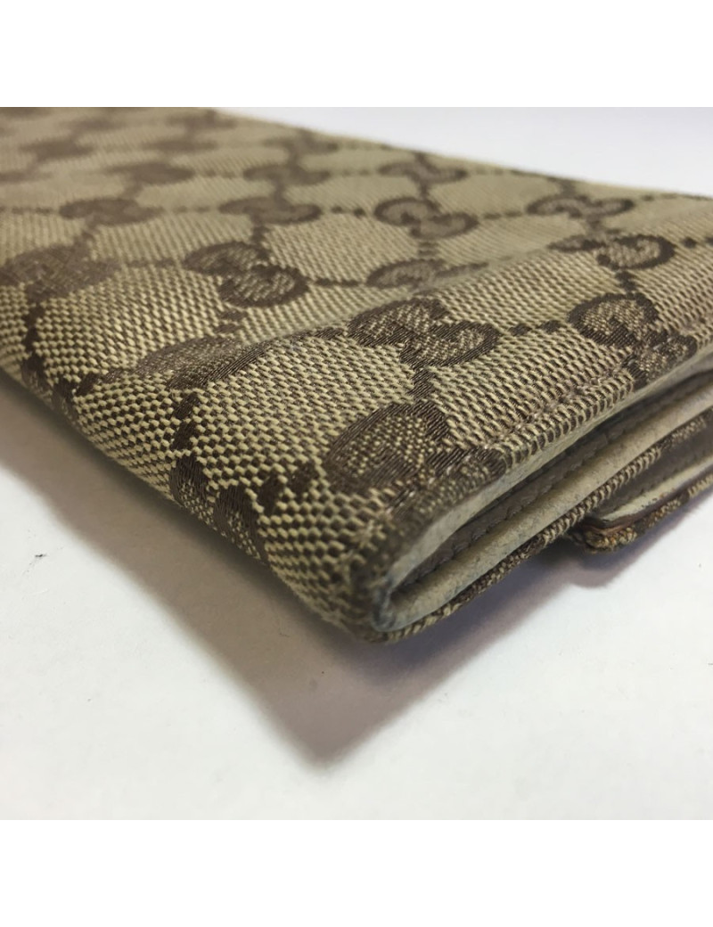 Portefeuille GUCCI en toile monogram beige foncé