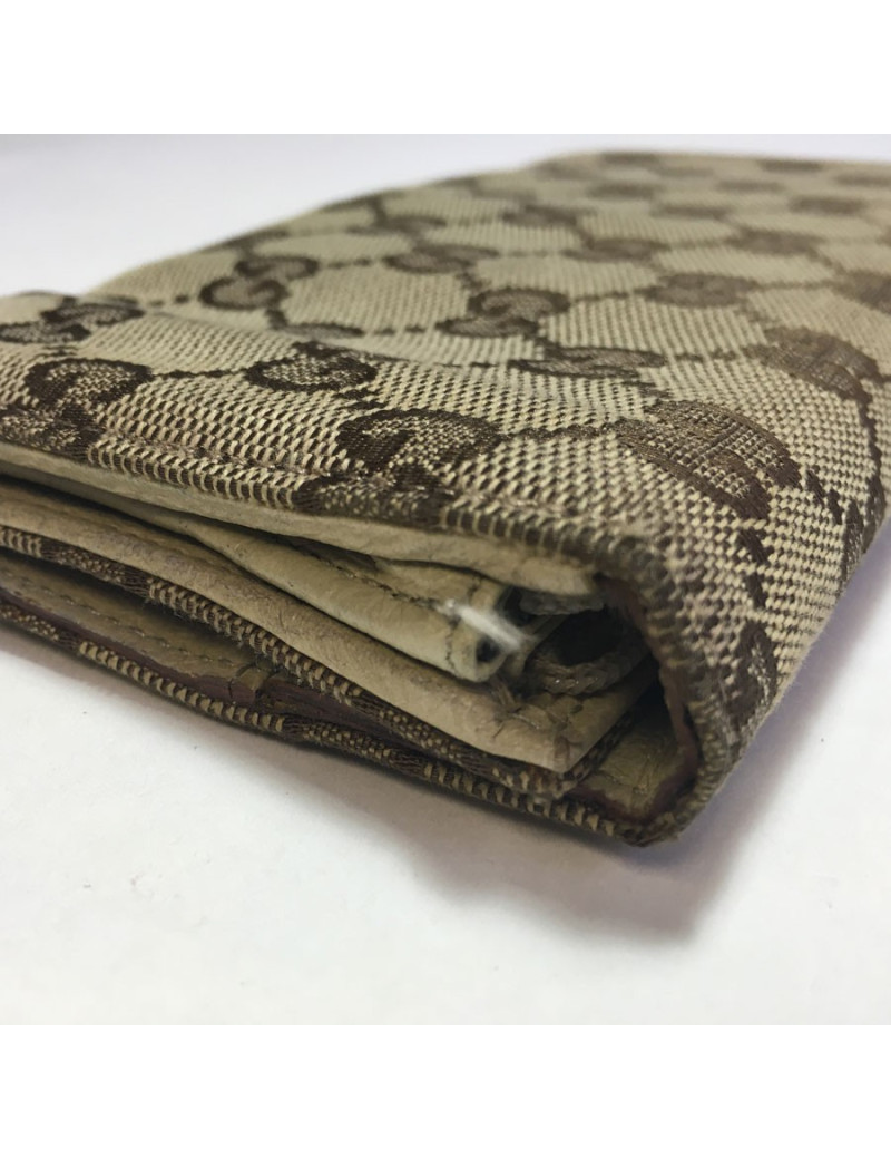 Portefeuille GUCCI en toile monogram beige foncé