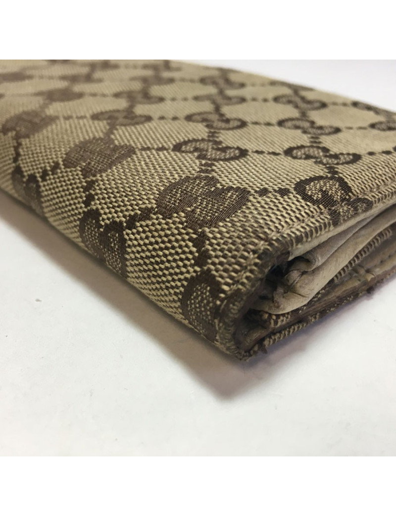 Portefeuille GUCCI en toile monogram beige foncé