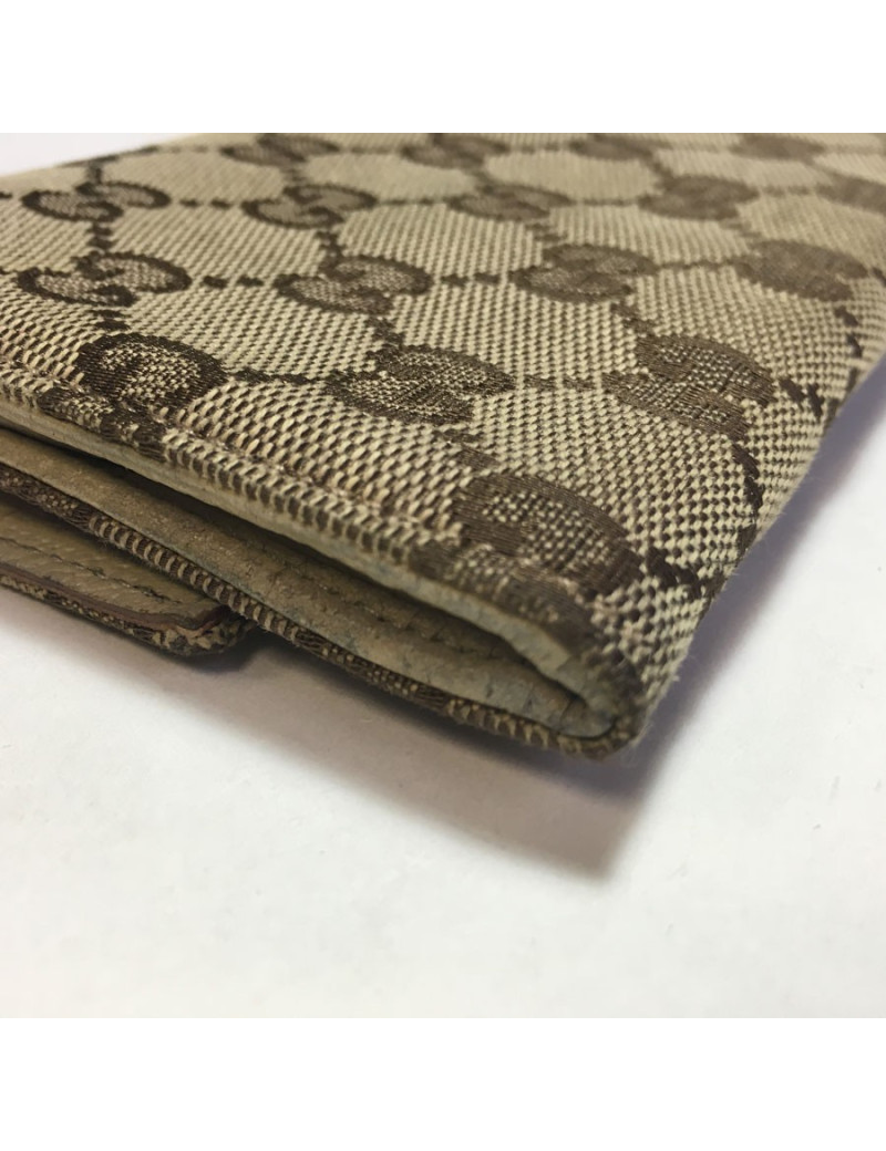 Portefeuille GUCCI en toile monogram beige foncé
