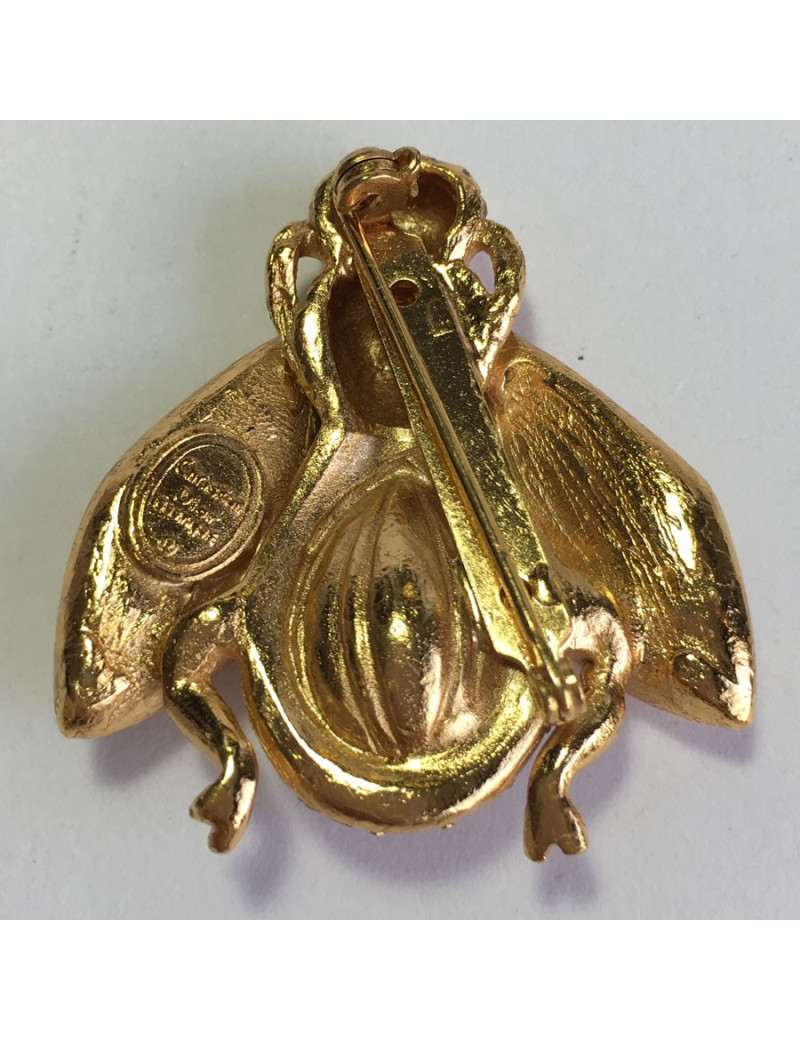 Broche CHRISTIAN DIOR abeille en strass et métal doré