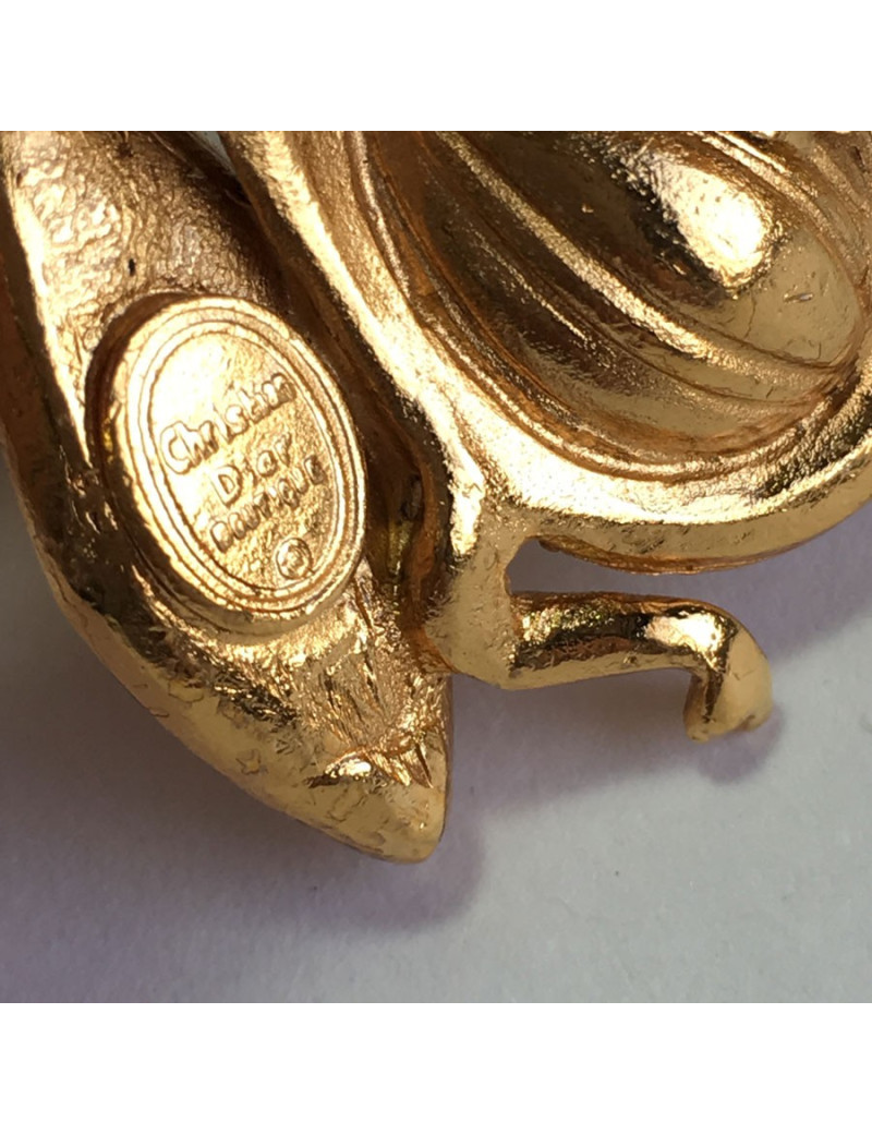 Broche CHRISTIAN DIOR abeille en strass et métal doré