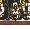 HERMÈS 'Madame Monsieur' scarf in ivory silk and brown border