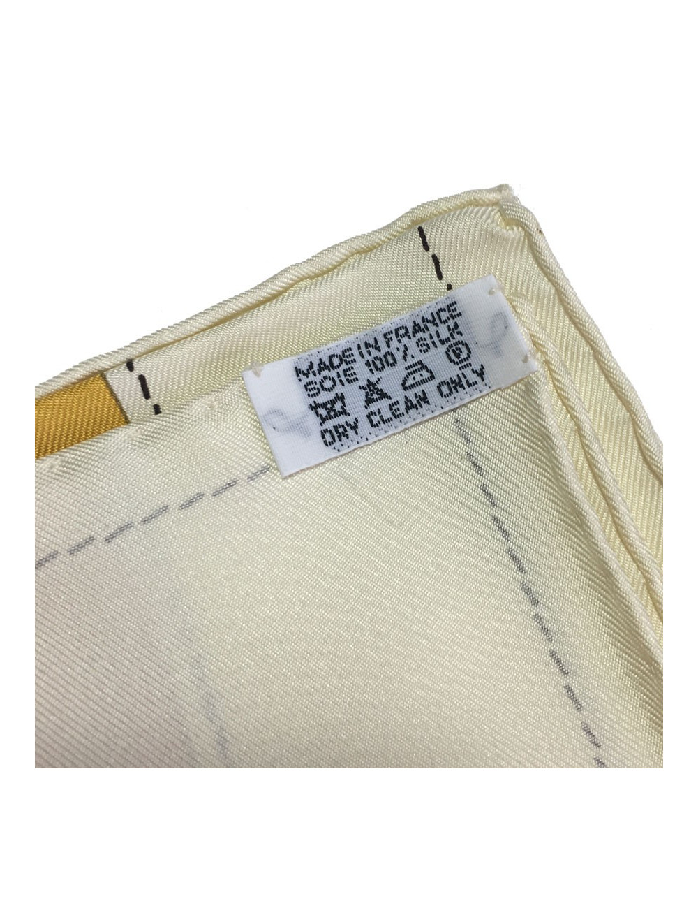 Carré HERMÈS "Monsieur, Madame" ivoire, moutarde, kaki