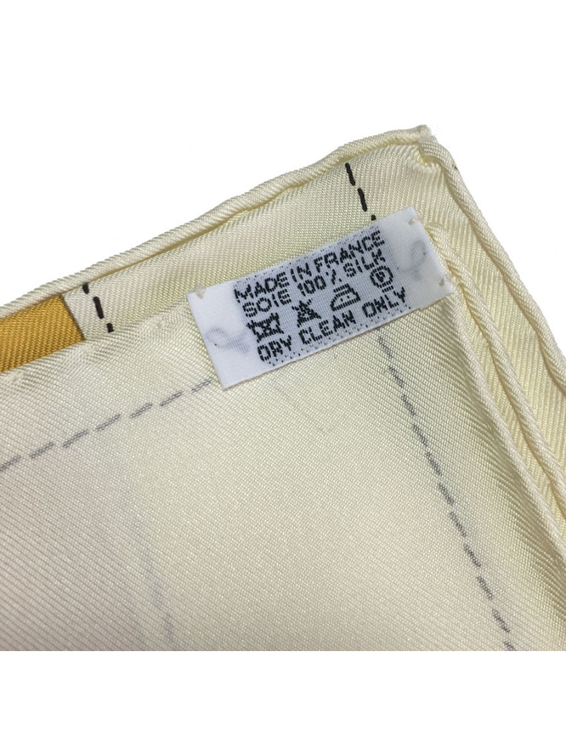 Carré HERMÈS "Monsieur, Madame" ivoire, moutarde, kaki