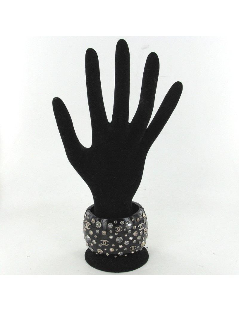 Manchette CHANEL strass multicolores et CC palladiés