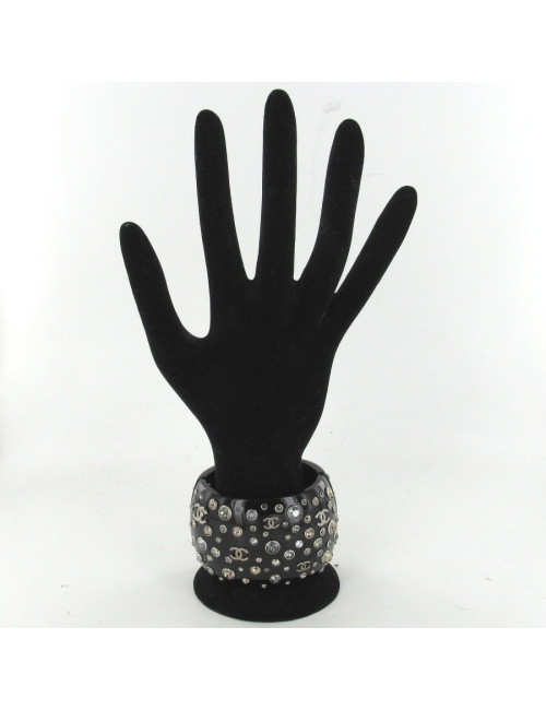 Manchette CHANEL strass multicolores et CC palladiés