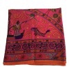 HERMÈS shawl 'Peuple du vent' in and orange, Indian pink, green cashmere and silk fabric.