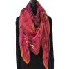HERMÈS shawl 'Peuple du vent' in and orange, Indian pink, green cashmere and silk fabric.