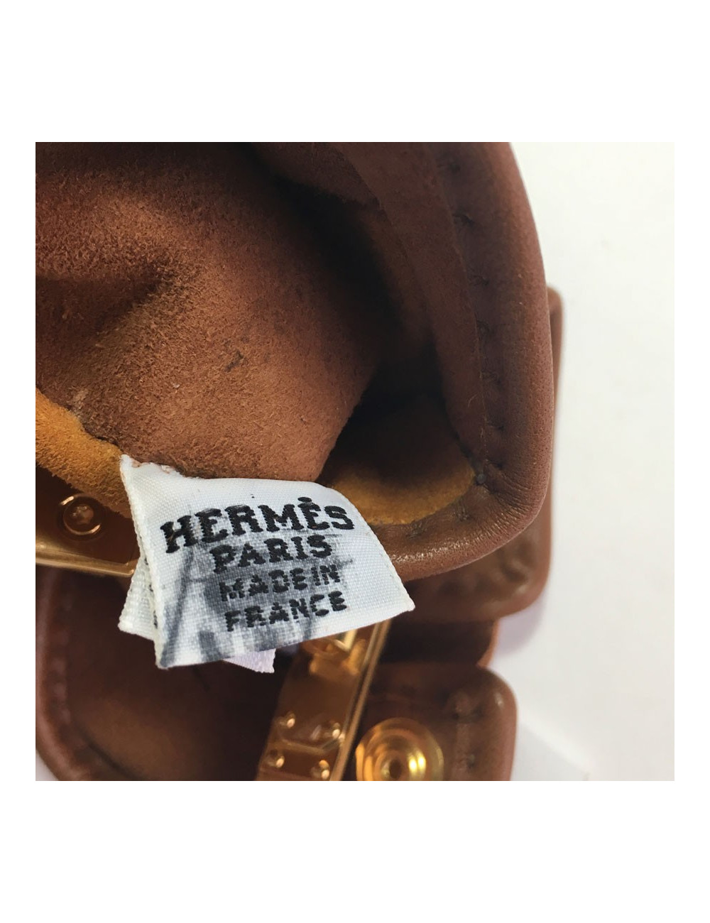 Gants mitaines HERMÈS Kick fermoir kelly en agneau glacé T 7,5