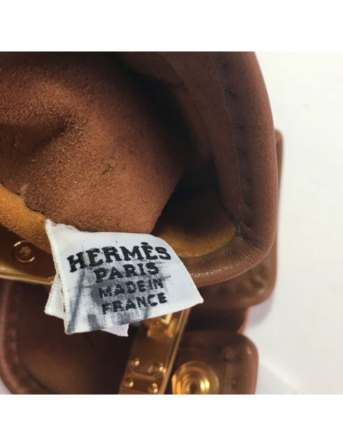 Gants mitaines HERMÈS Kick fermoir kelly en agneau glacé T 7,5