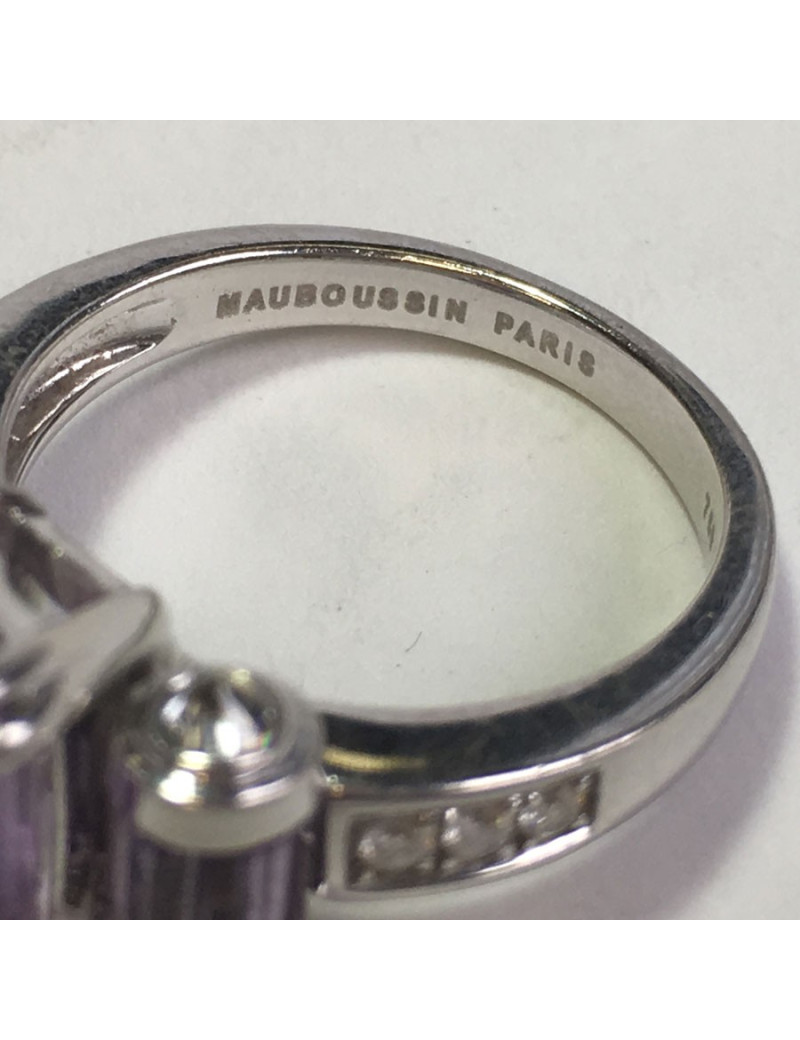 Bague MAUBOUSSIN Couleur baiser en or blanc, améthyste et diamants T54