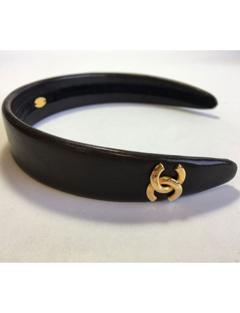 Serre-tête CHANEL en cuir marron