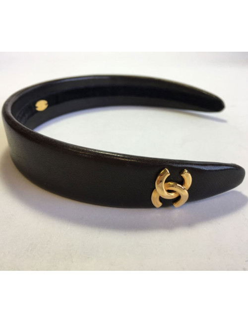 Serre-tête CHANEL en cuir marron