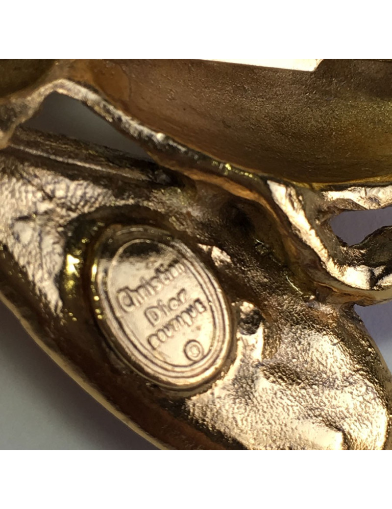 Broche CHRISTIAN DIOR abeille GM en métal doré et strass