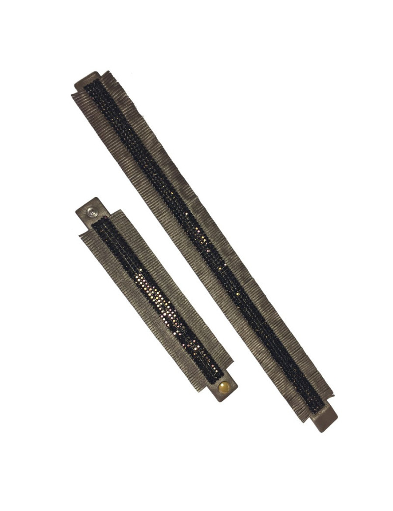 Parure Ras de cou et bracelet DANIEL SWAROVSKI en cuir de couleur bronze