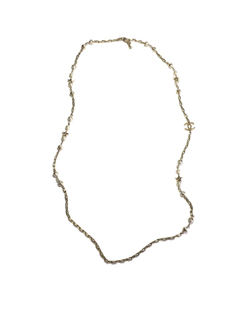 Sautoir CHANEL chaines et perles nacrées