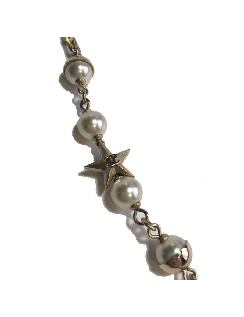 Sautoir CHANEL chaines et perles nacrées