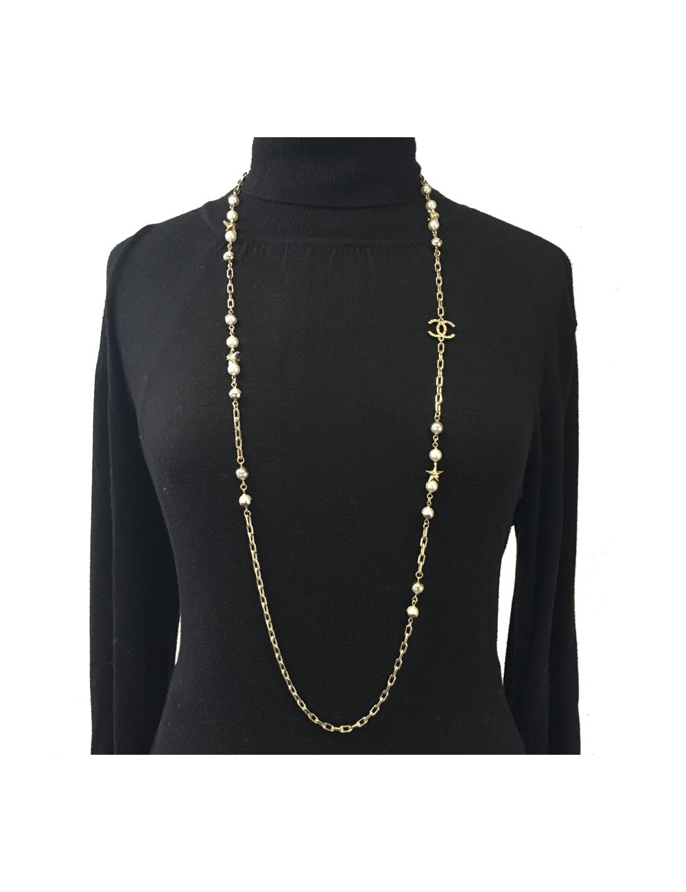 CHANEL chains and Pearly beads necklace