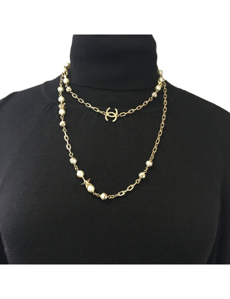 CHANEL chains and Pearly beads necklace