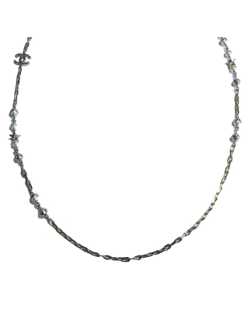 Sautoir CHANEL chaines et perles nacrées