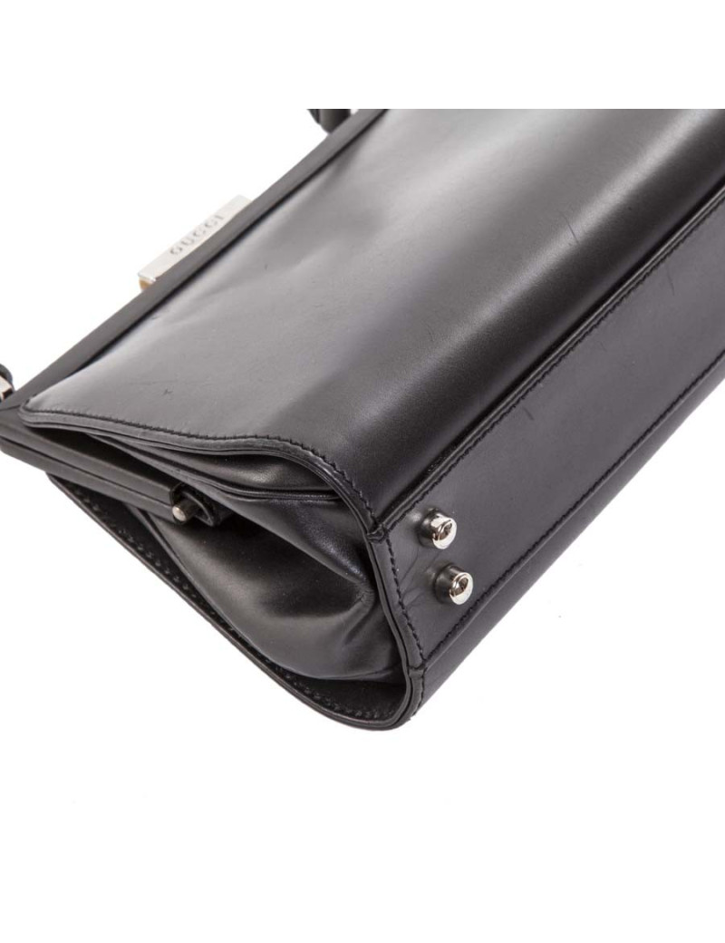 Sac GUCCI en cuir lisse gris anthracite 