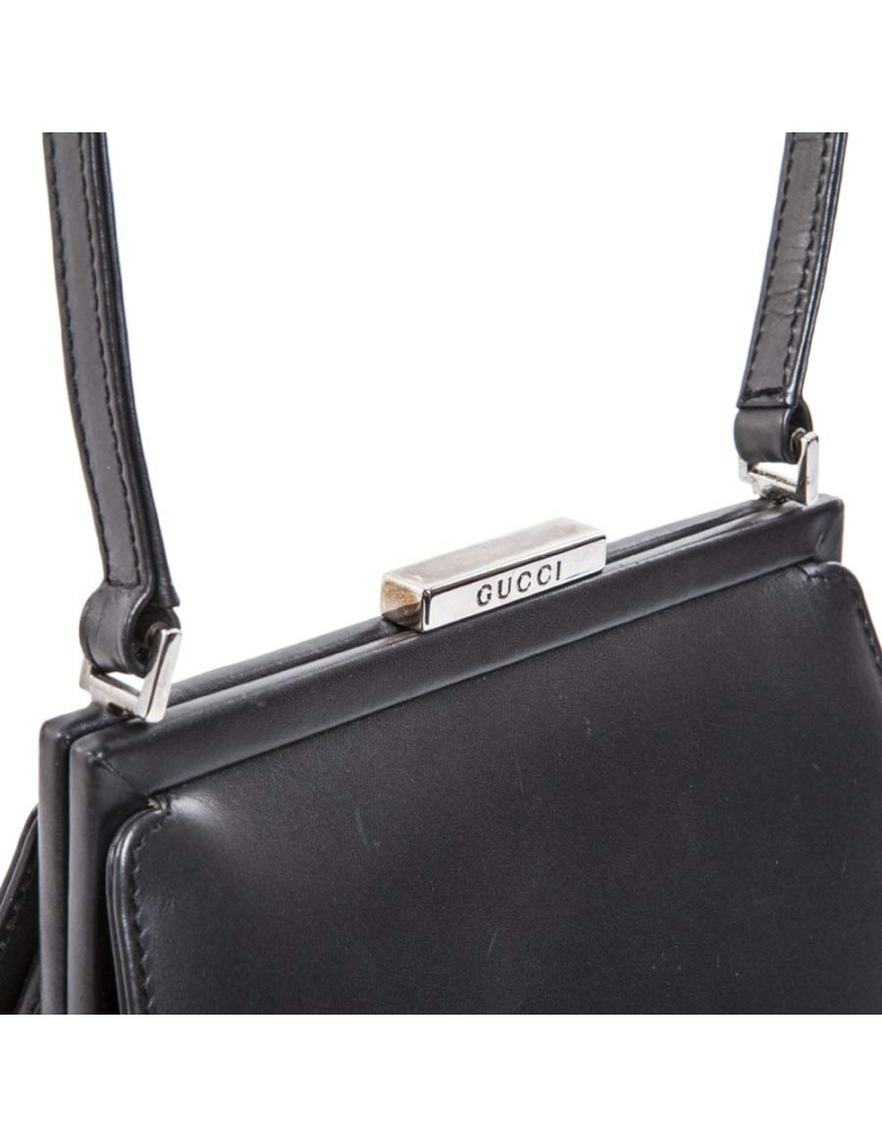 Sac GUCCI en cuir lisse gris anthracite 