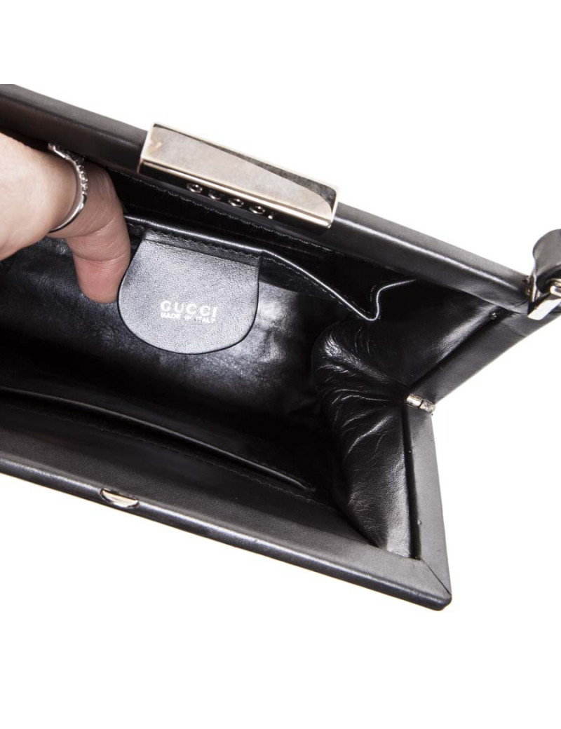 Sac GUCCI en cuir lisse gris anthracite 