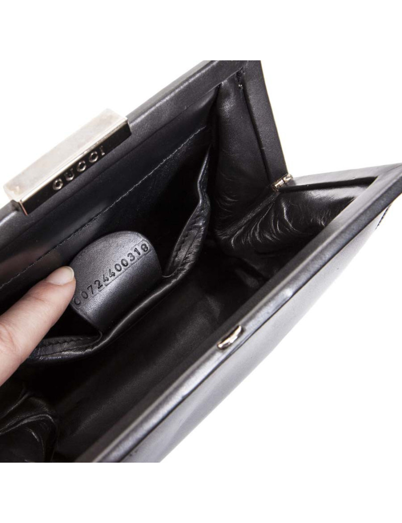 Sac GUCCI en cuir lisse gris anthracite 