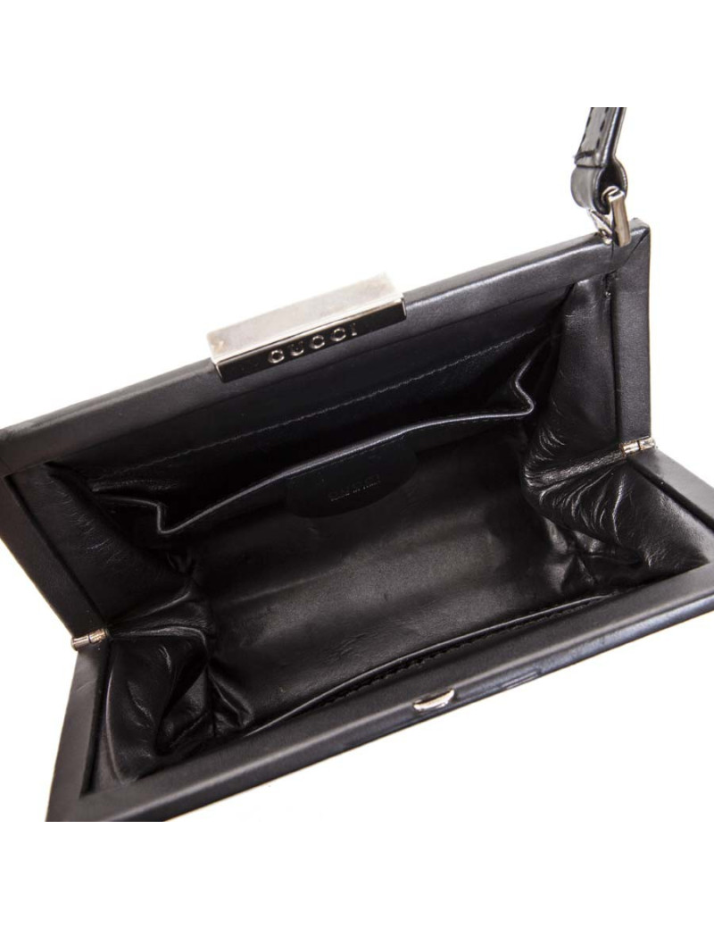 Sac GUCCI en cuir lisse gris anthracite 