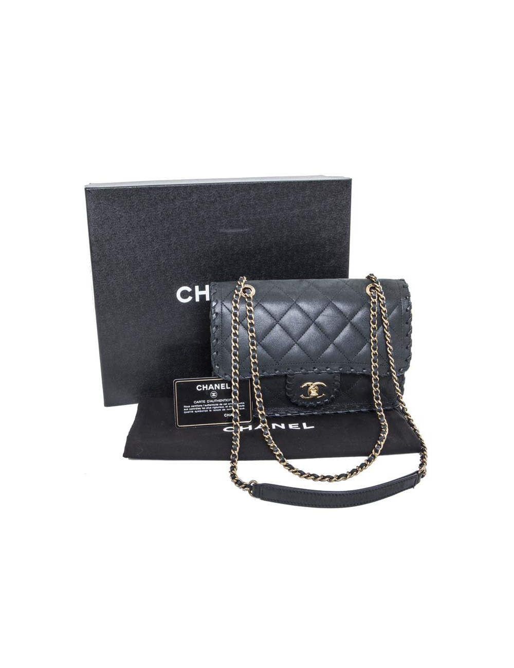CHANEL dark green quilted leather bag