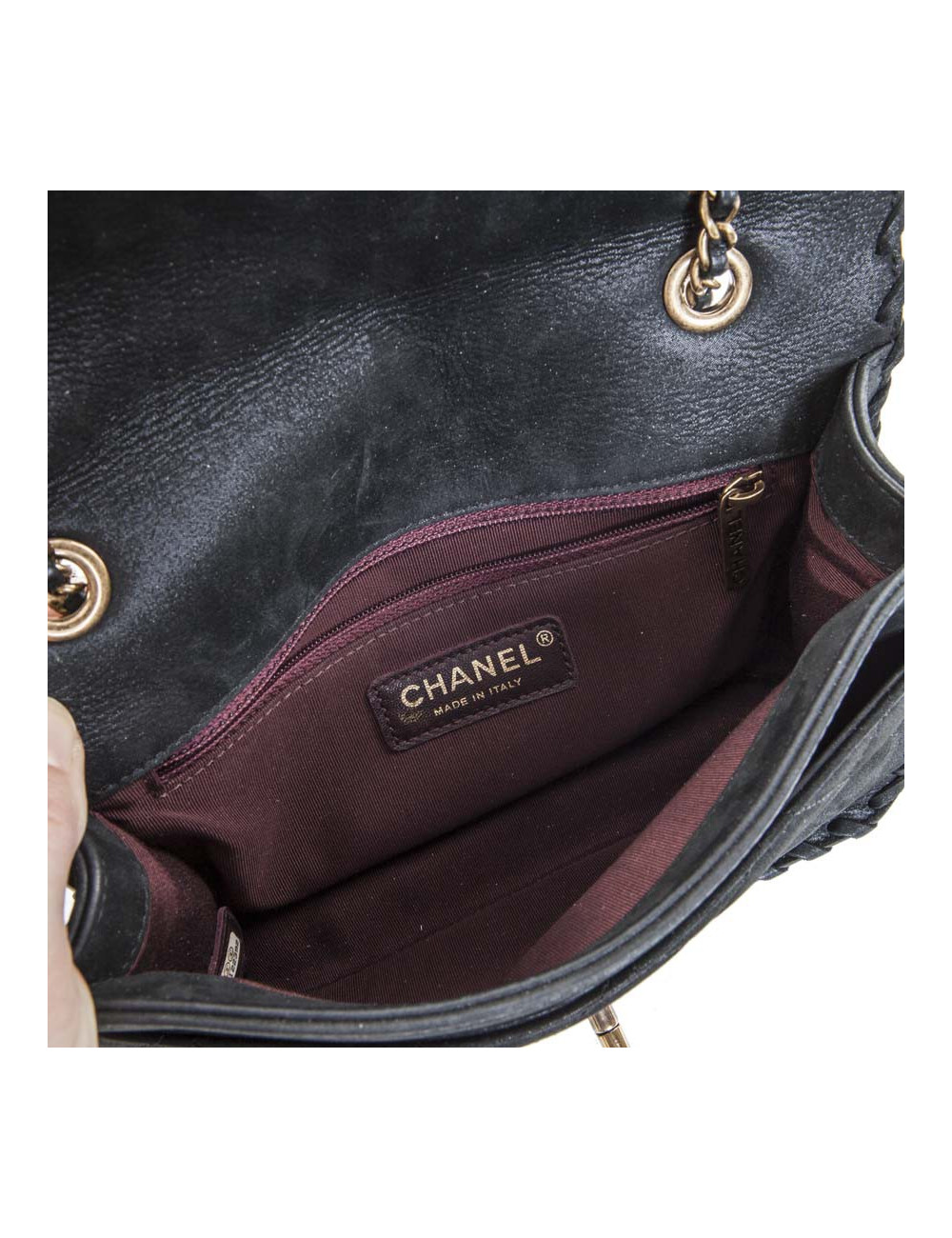 CHANEL dark green quilted leather bag