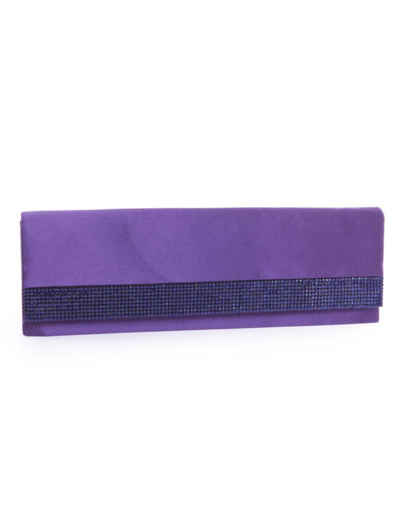Pochette DANIEL SWAROVSKI satin de soie violette et cristal mech