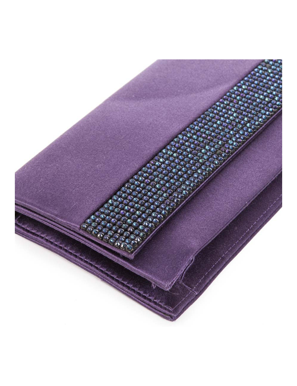 Pochette DANIEL SWAROVSKI satin de soie violette et cristal mech
