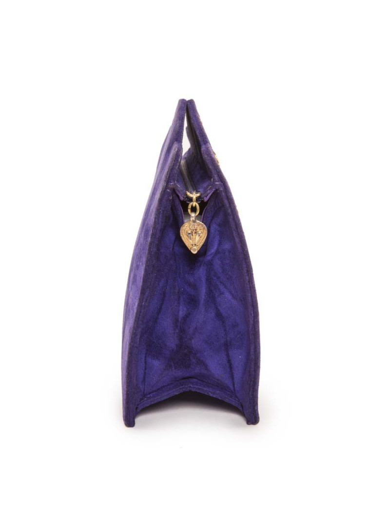 Vintage YSL YVES SAINT LAURENT clutch in purple velvet calfskin
