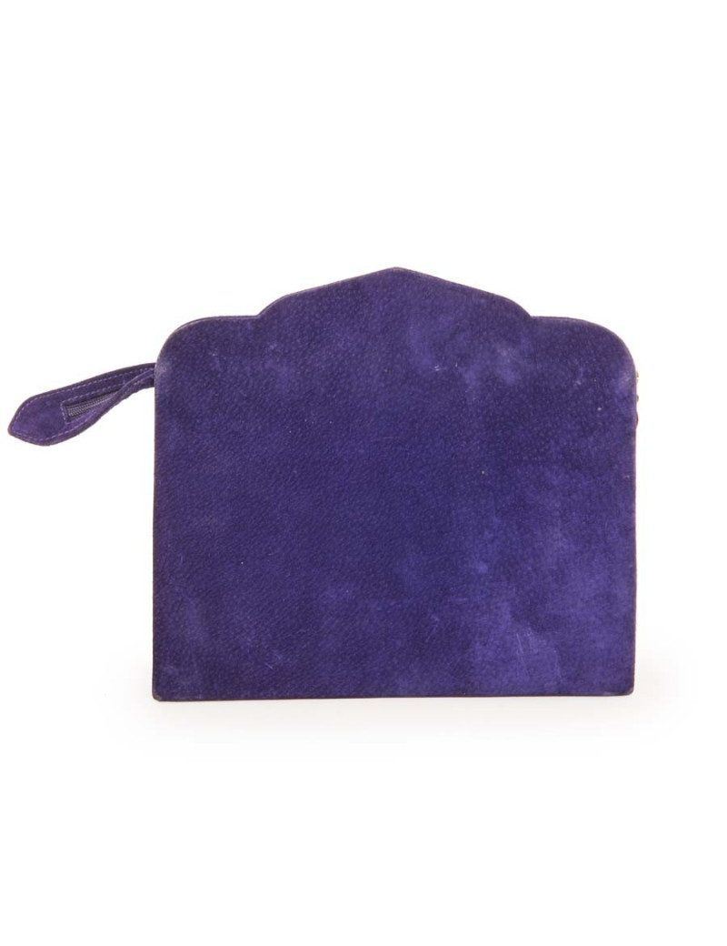 Vintage YSL YVES SAINT LAURENT clutch in purple velvet calfskin