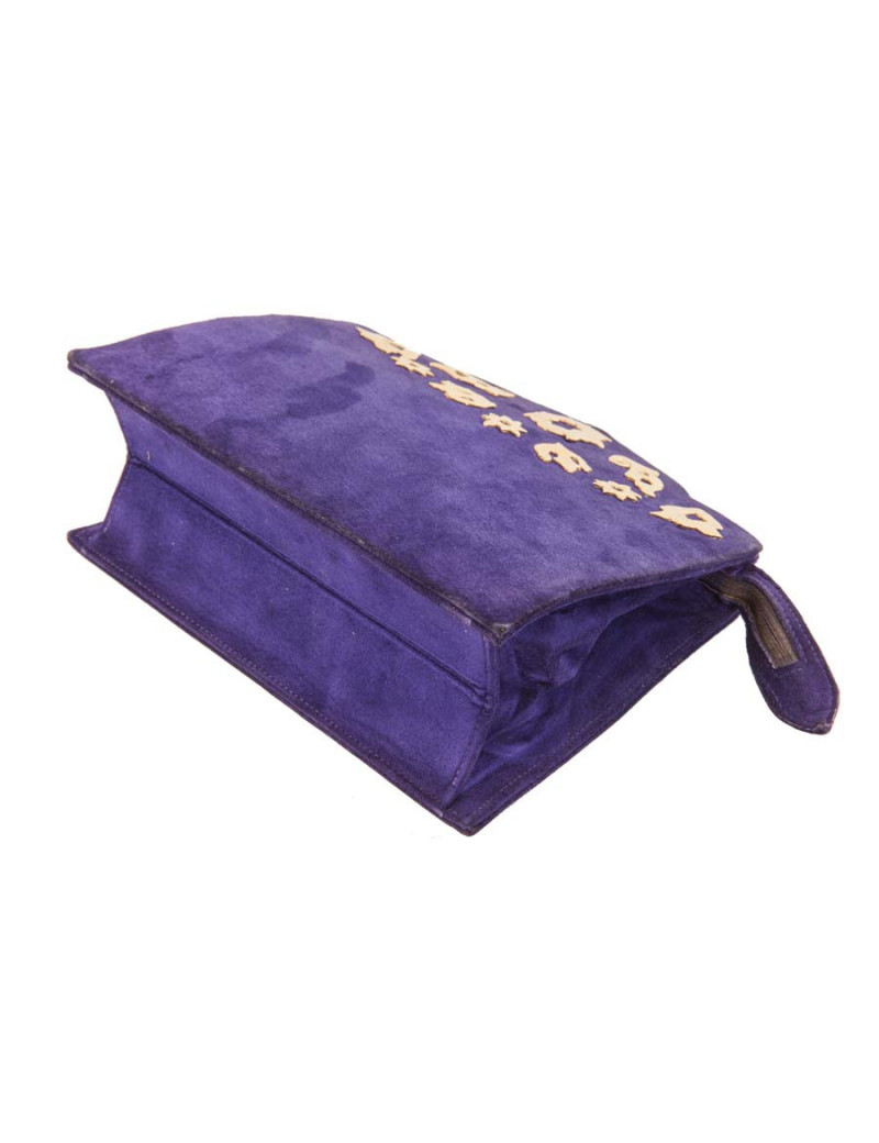 Vintage YSL YVES SAINT LAURENT clutch in purple velvet calfskin