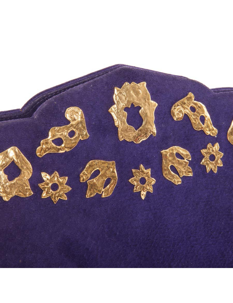 Vintage YSL YVES SAINT LAURENT clutch in purple velvet calfskin