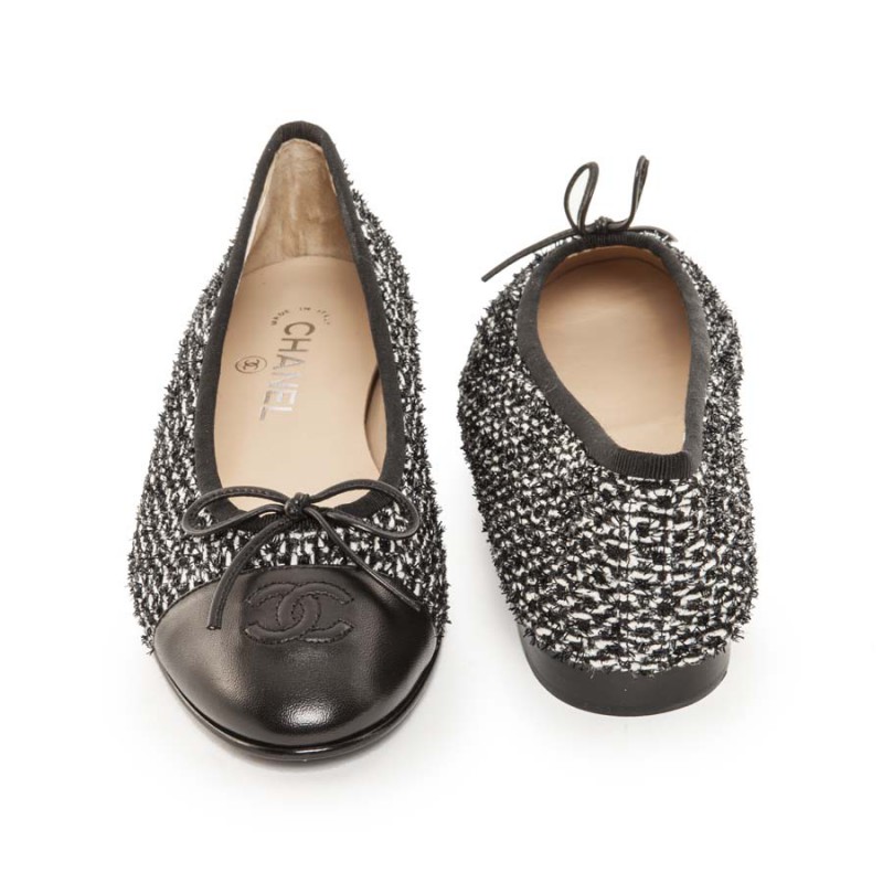 Ballet flats CHANEL T 38.5 two-tone black and white - VALOIS