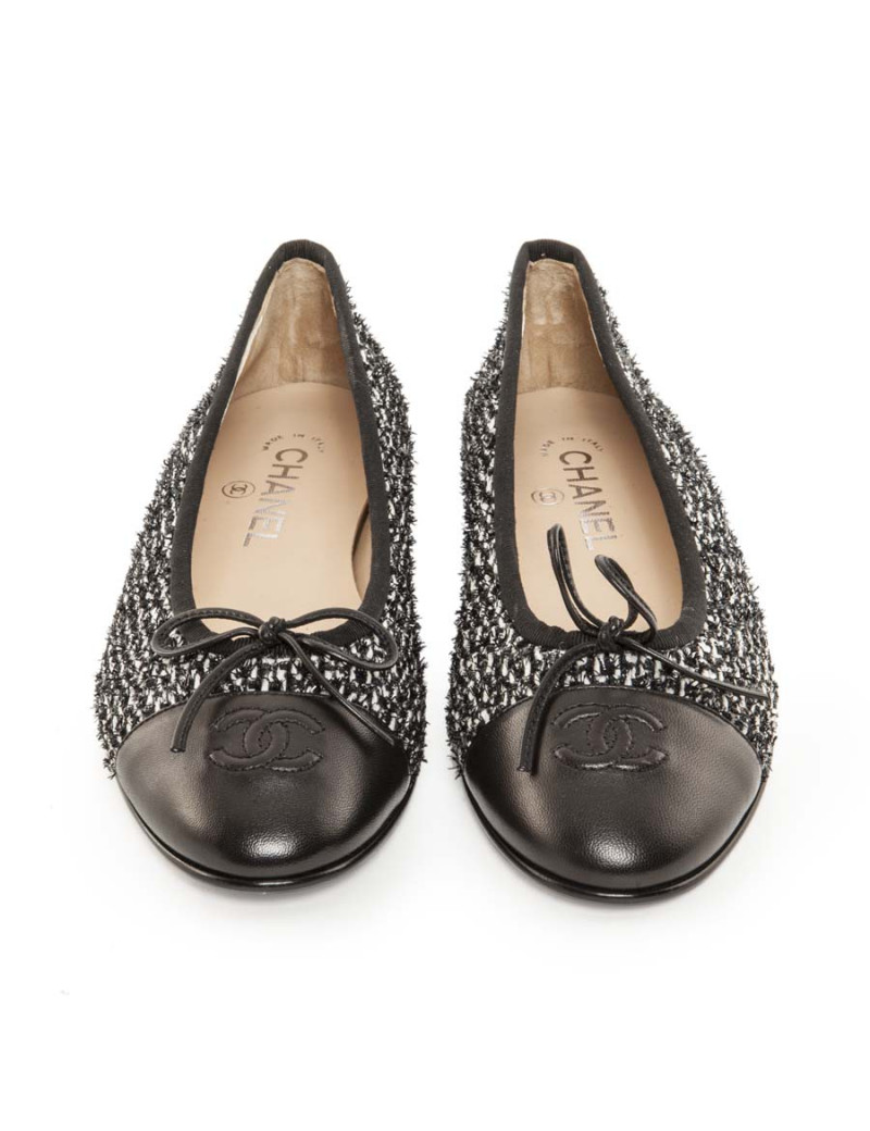 Ballet flats CHANEL T 38.5 two-tone black and white