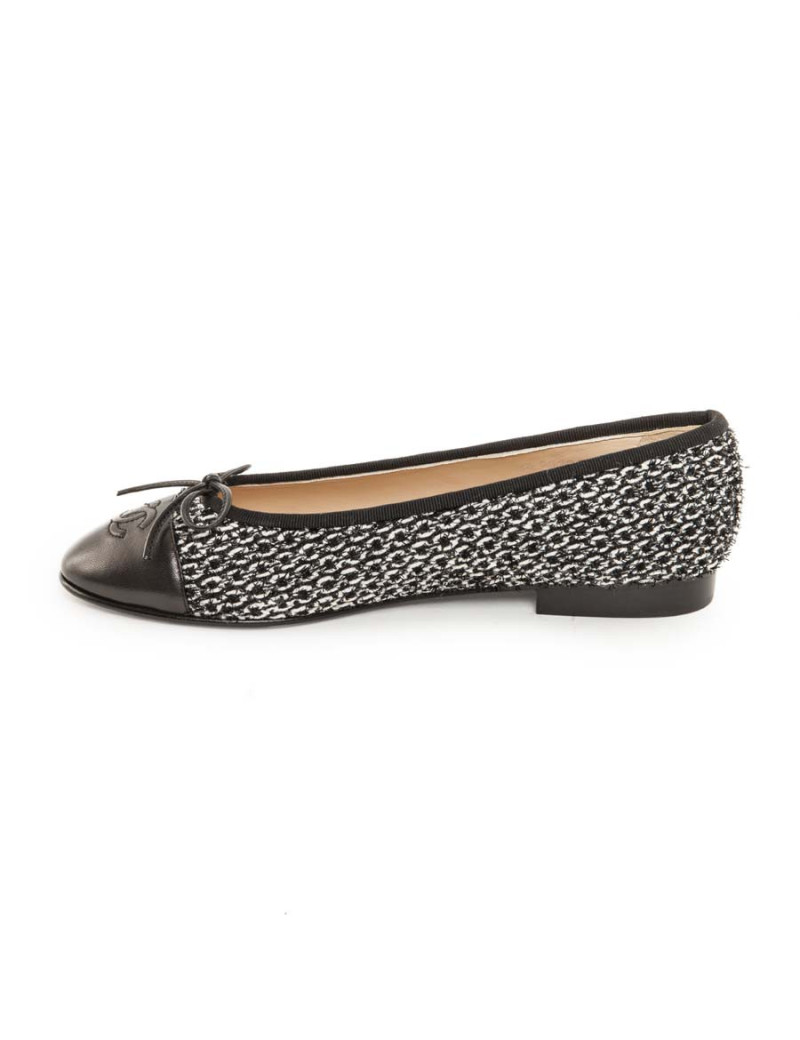 Ballet flats CHANEL T 38.5 two-tone black and white
