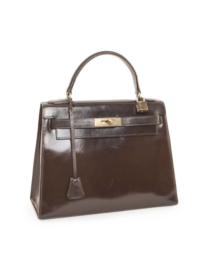 Kelly 28 HERMES cuir box marron