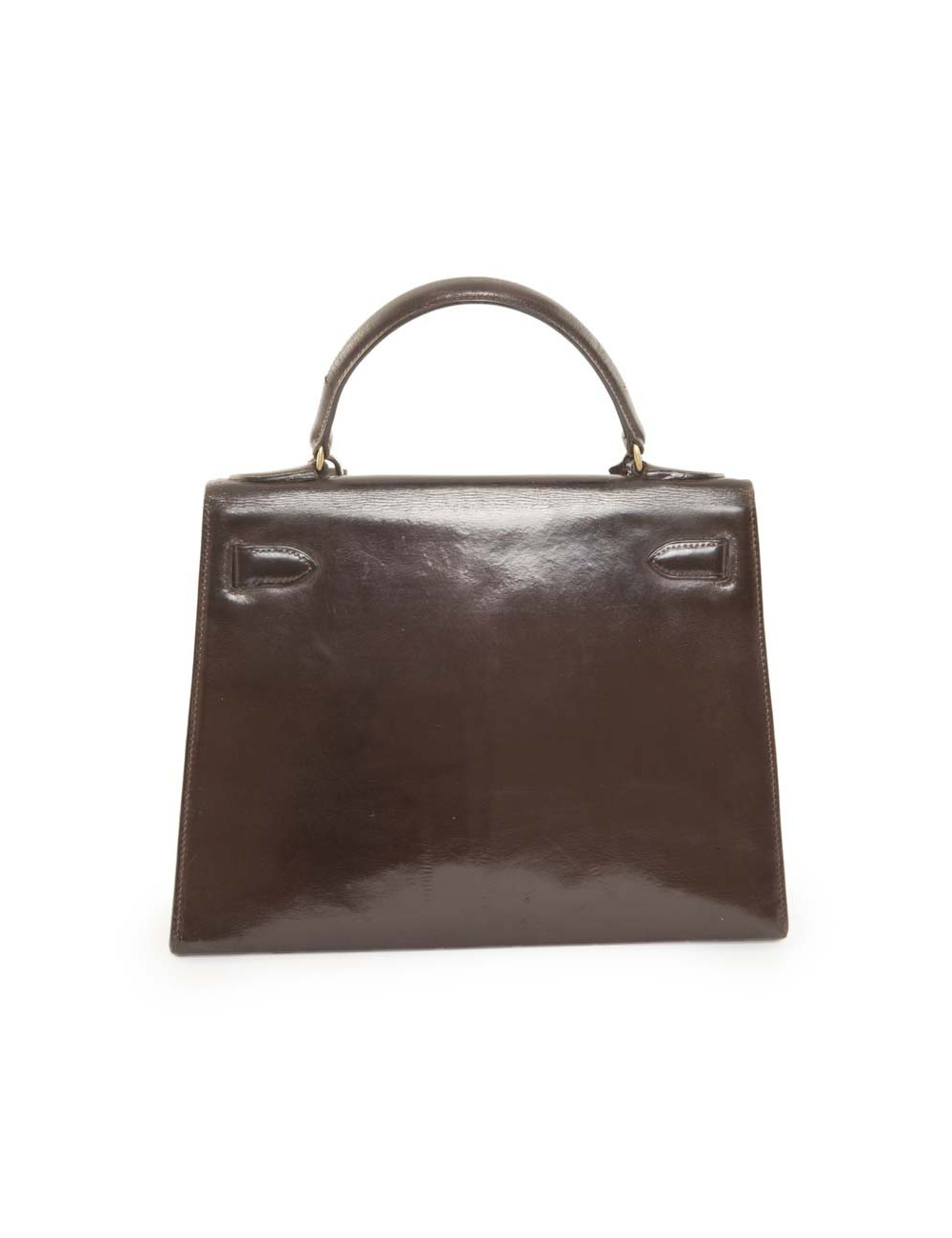 Vintage HERMES Kelly 28 handbag in brown glazed leather