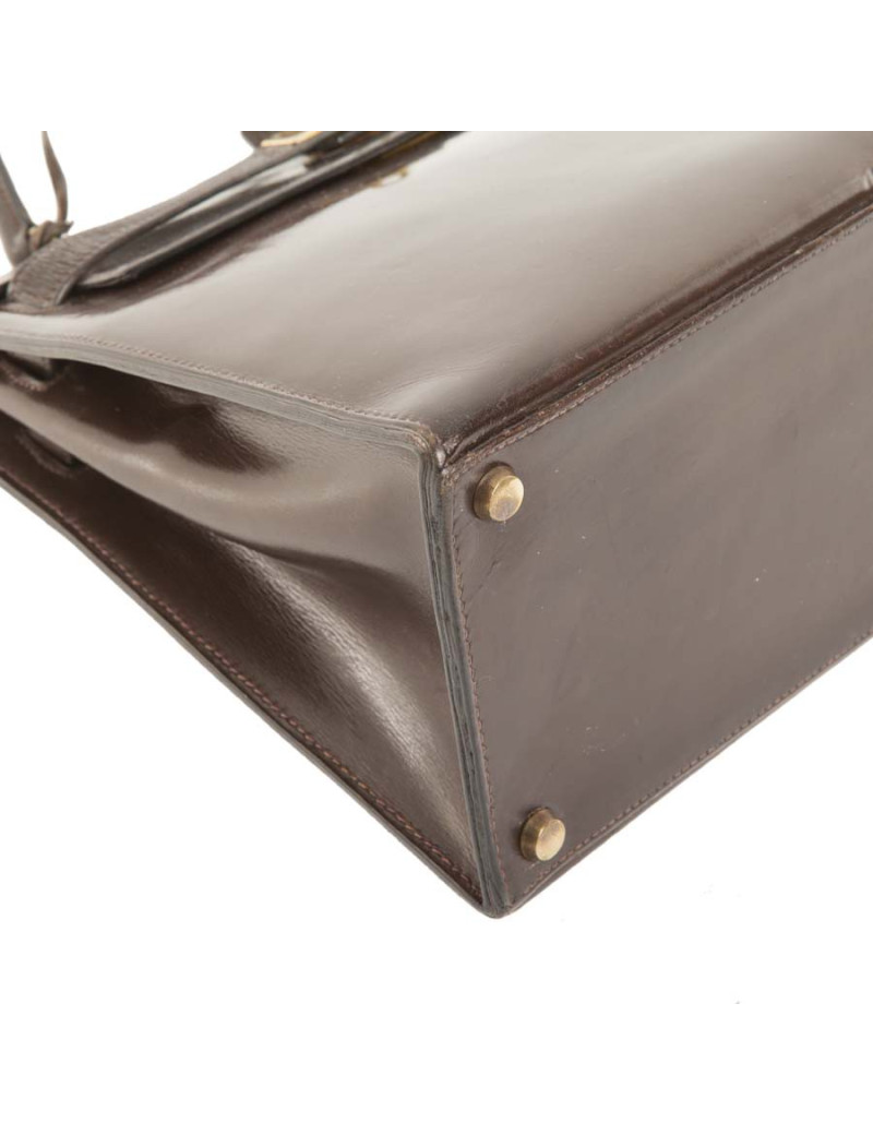 Kelly 28 HERMES cuir box marron