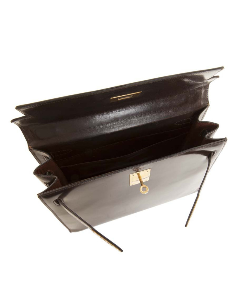 Kelly 28 HERMES cuir box marron