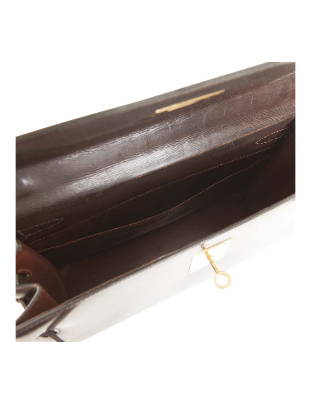 Vintage HERMES Kelly 28 handbag in brown glazed leather