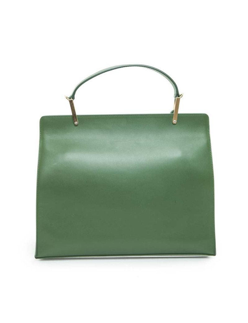The ten BALENCIAGA green smooth leather bag